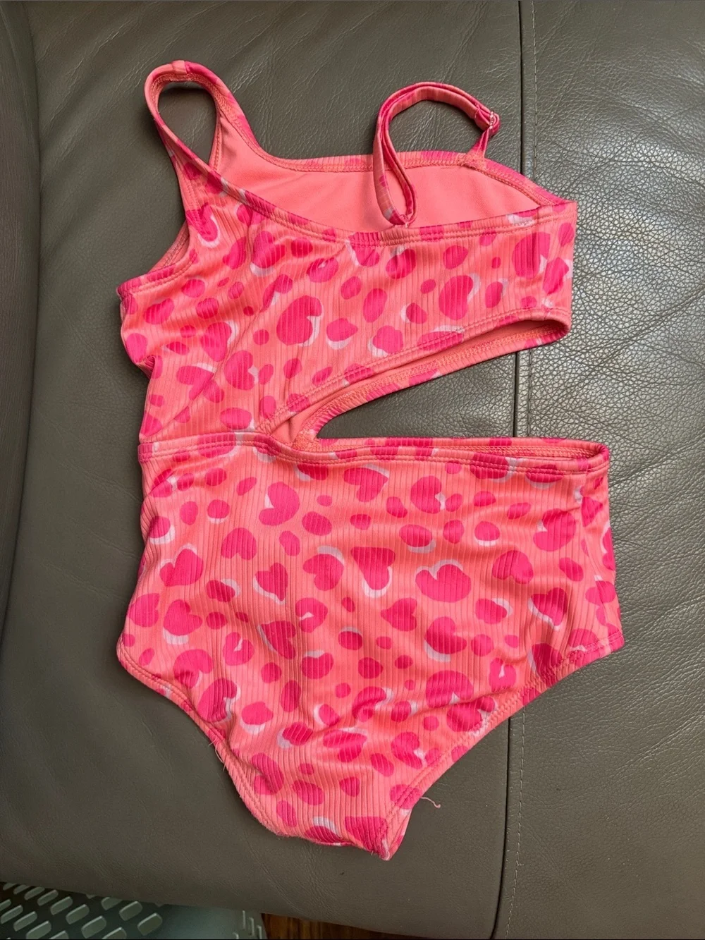 Cat & Jack Coral Pink One-Shoulder Cutout Swimsuit size S (6/7)